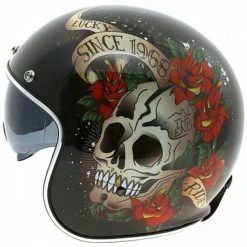 Custom Mt Helmets Le Mans 2 Sv Skull & Roses A1 Nero