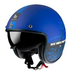 Custom Mt Helmets Le Mans 2 Sv Cafè Racer B7 Blu Opaco