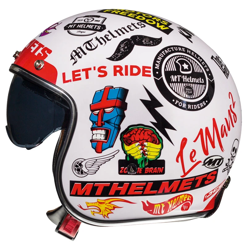 Custom Mt Helmets Le Mans 2 Sv Anarchy A0 Bianco 2 Custom Mt Helmets Le Mans 2 Sv Anarchy A0 Bianco - immagine 2