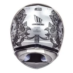 Policarbonato Mt Helmets Revenge Skull & Rose Argento Nero -Sconto Mt Outlet revenge skull bianco 3